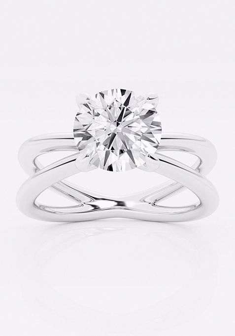 2 ctw Round Lab Grown Diamond Crossover Solitaire Engagement Ring