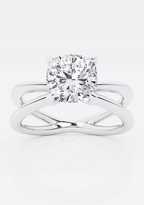 2 ctw Cushion Lab Grown Diamond Crossover Solitaire Engagement Ring