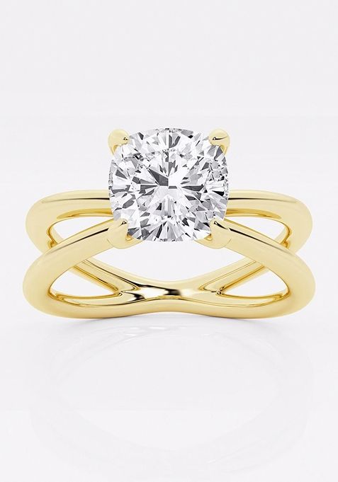 2 ctw Cushion Lab Grown Diamond Crossover Solitaire Engagement Ring