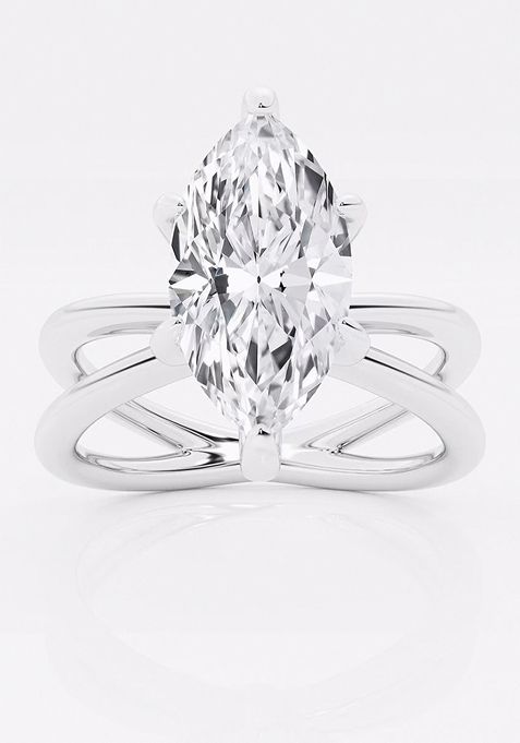 3 ctw Marquise Lab Grown Diamond Crossover Solitaire Engagement Ring