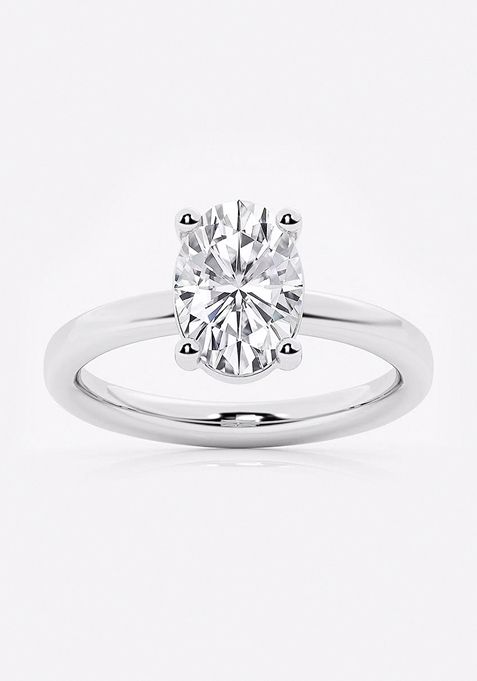 2 ctw Oval Lab Grown Diamond Low Setting Solitaire Engagement Ring