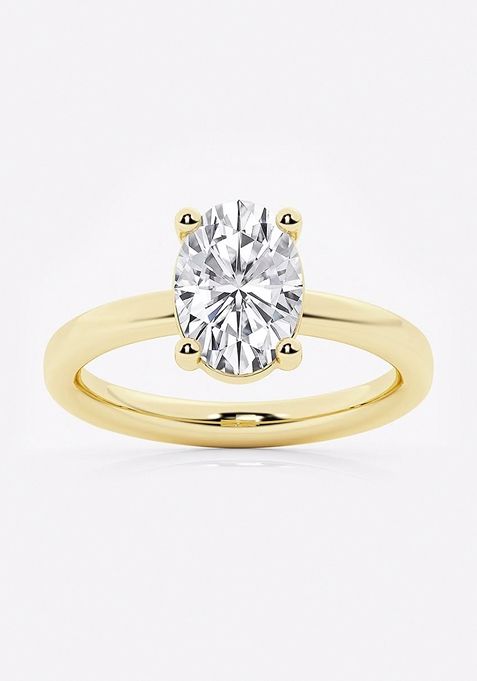 2 ctw Oval Lab Grown Diamond Low Setting Solitaire Engagement Ring