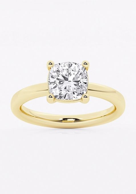 2 ctw Cushion Lab Grown Diamond Low Setting Solitaire Engagement Ring