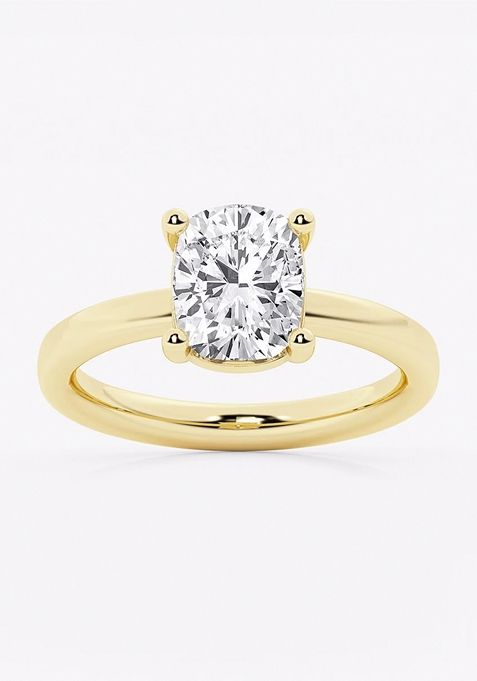 2 ctw Elongated Cushion Lab Grown Diamond Low Setting Solitaire Engagement Ring