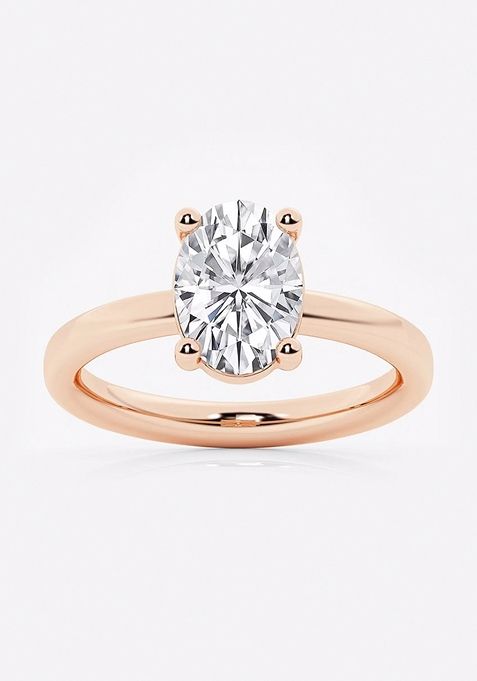 2 ctw Oval Lab Grown Diamond Low Setting Solitaire Engagement Ring