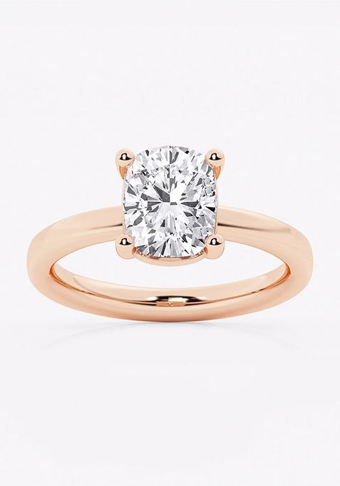 2 ctw Elongated Cushion Lab Grown Diamond Low Setting Solitaire Engagement Ring