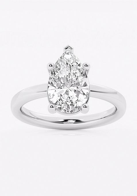 2 1/2 ctw Pear Lab Grown Diamond Low Setting Solitaire Engagement Ring