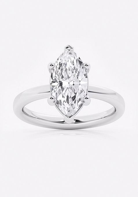 2 1/2 ctw Marquise Lab Grown Diamond Low Setting Solitaire Engagement Ring