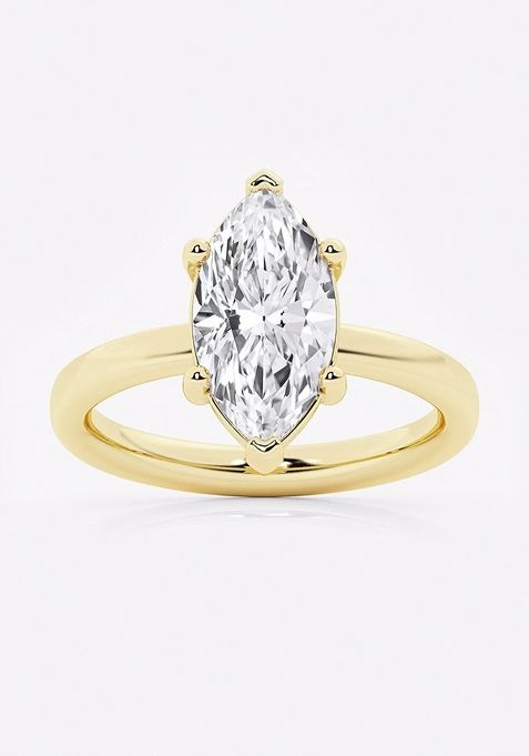 2 1/2 ctw Marquise Lab Grown Diamond Low Setting Solitaire Engagement Ring