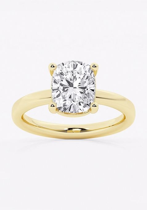 2 1/2 ctw Elongated Cushion Lab Grown Diamond Low Setting Solitaire Engagement Ring