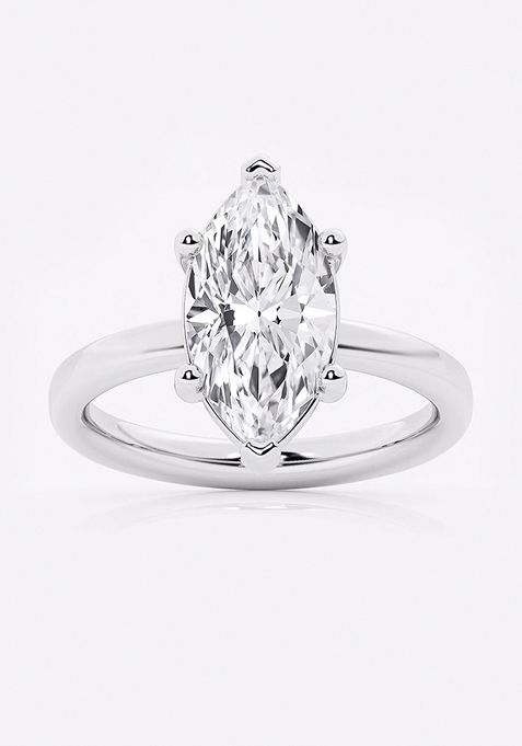 3 ctw Marquise Lab Grown Diamond Low Setting Solitaire Engagement Ring