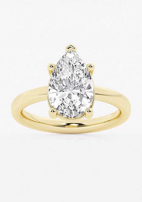 3 ctw Pear Lab Grown Diamond Low Setting Solitaire Engagement Ring