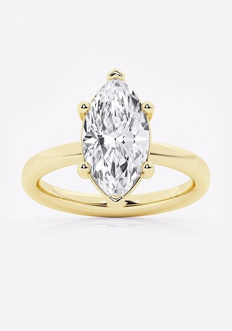 3 ctw Marquise Lab Grown Diamond Low Setting Solitaire Engagement Ring