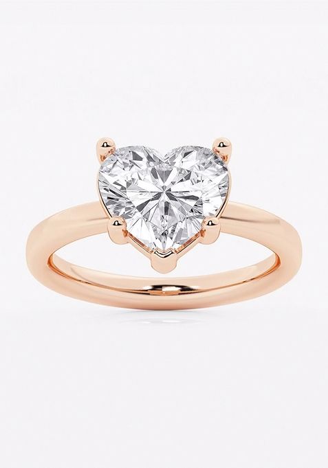 3 ctw Heart Lab Grown Diamond Low Setting Solitaire Engagement Ring