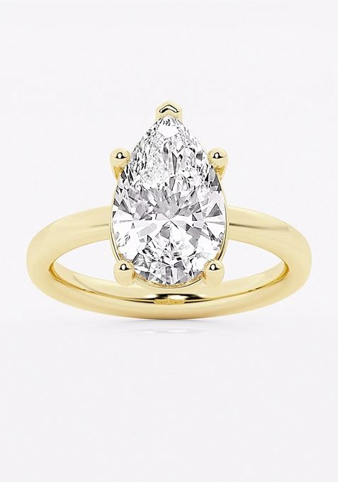 3 1/2 ctw Pear Lab Grown Diamond Low Setting Solitaire Engagement Ring