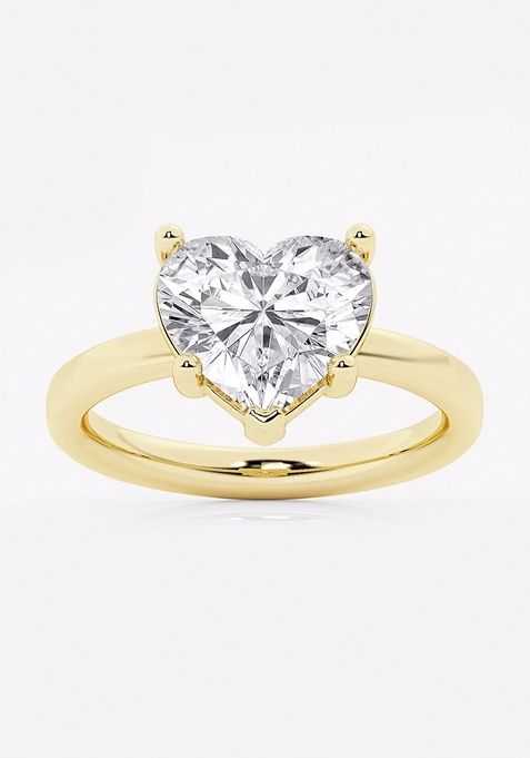 3 1/2 ctw Heart Lab Grown Diamond Low Setting Solitaire Engagement Ring