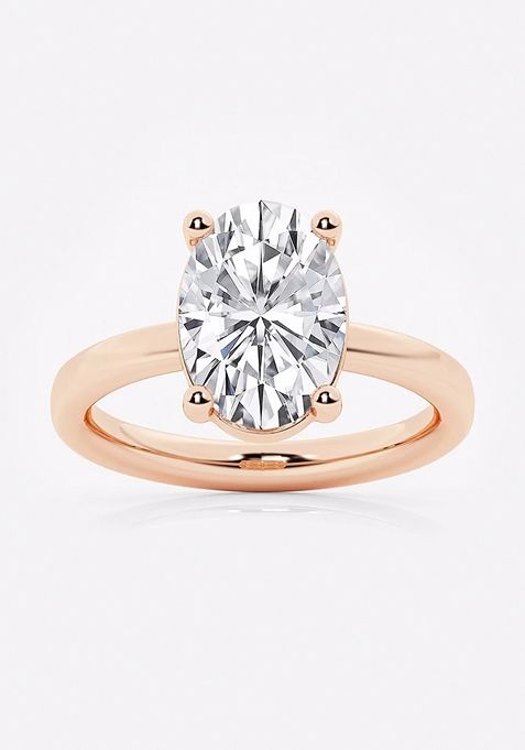 3 1/2 ctw Oval Lab Grown Diamond Low Setting Solitaire Engagement Ring