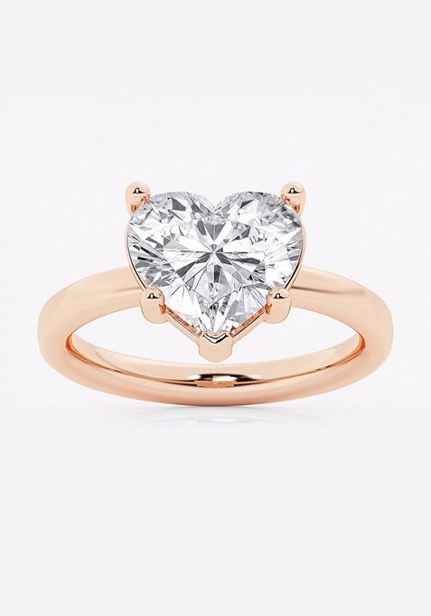 3 1/2 ctw Heart Lab Grown Diamond Low Setting Solitaire Engagement Ring