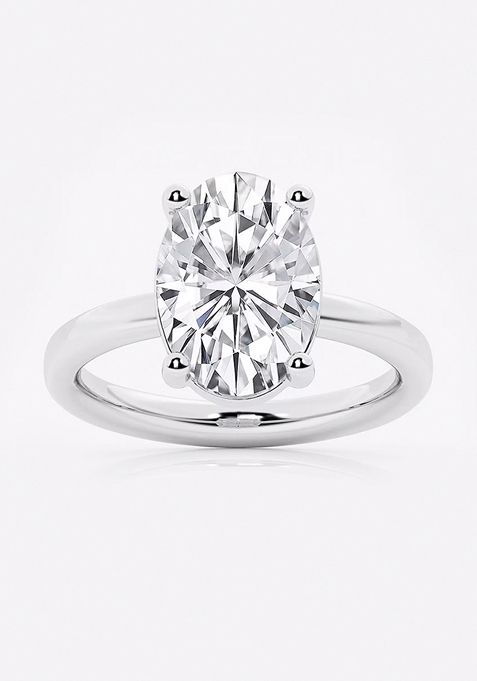 4 ctw Oval Lab Grown Diamond Low Setting Solitaire Engagement Ring