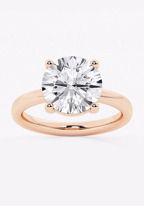 4 ctw Round Lab Grown Diamond Low Setting Solitaire Engagement Ring