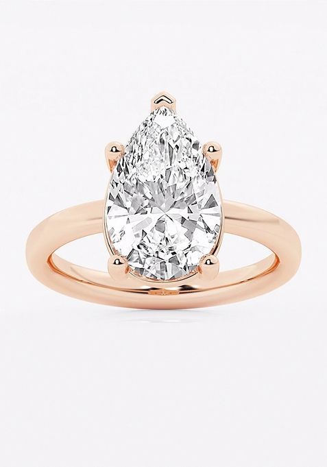 4 ctw Pear Lab Grown Diamond Low Setting Solitaire Engagement Ring