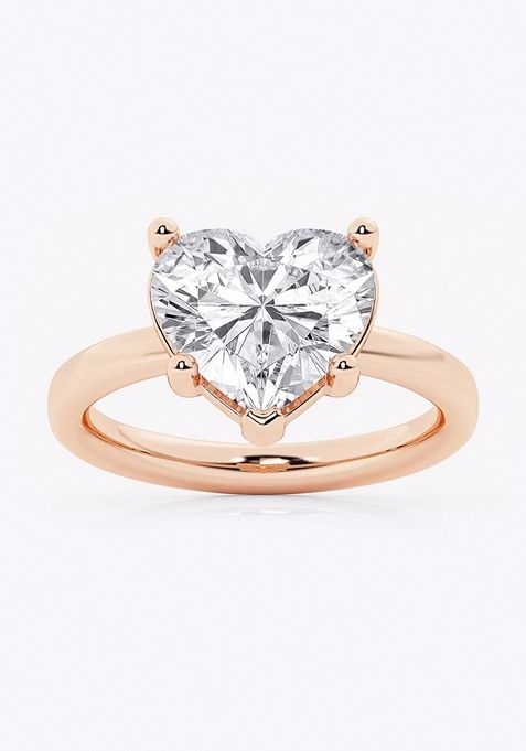 4 ctw Heart Lab Grown Diamond Low Setting Solitaire Engagement Ring