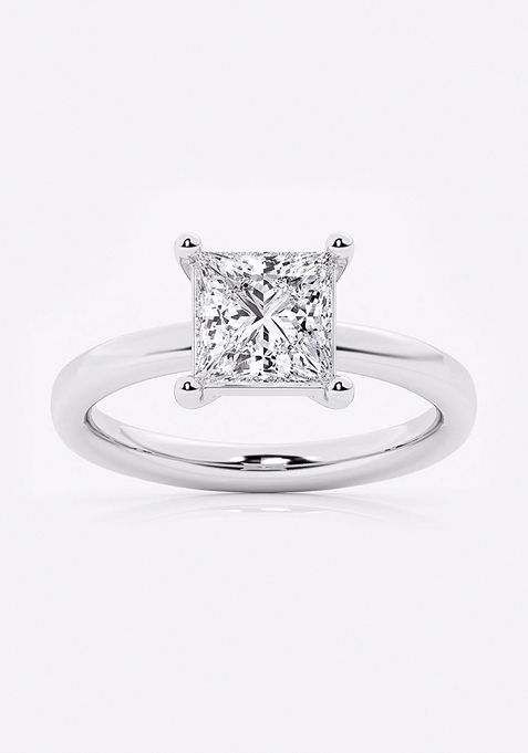 2 ctw Princess Lab Grown Diamond Low Setting Solitaire Engagement Ring