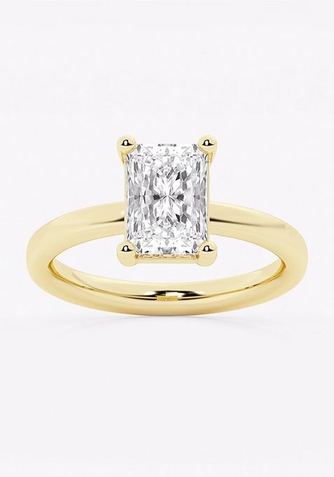 2 ctw Radiant Lab Grown Diamond Low Setting Solitaire Engagement Ring