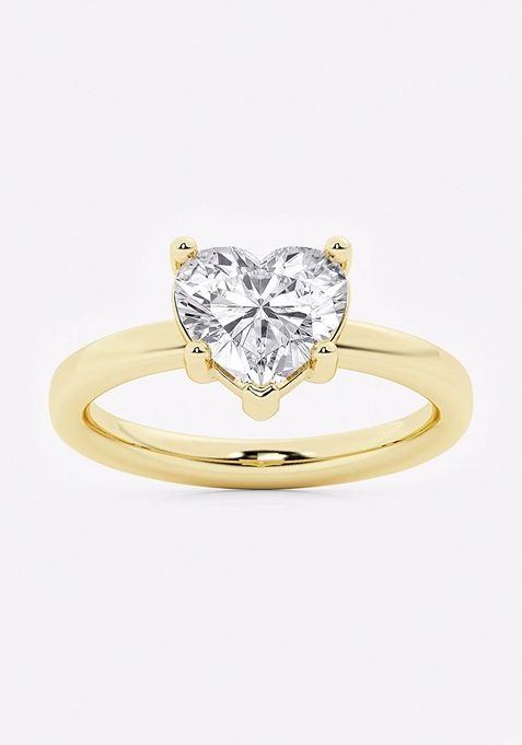 2 ctw Heart Lab Grown Diamond Low Setting Solitaire Engagement Ring