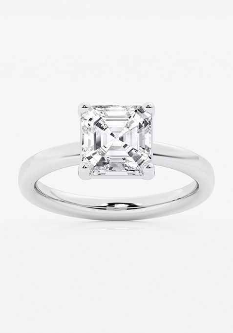 2 1/2 ctw Asscher Lab Grown Diamond Low Setting Solitaire Engagement Ring