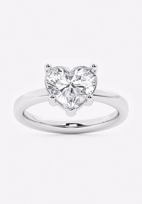 2 1/2 ctw Heart Lab Grown Diamond Low Setting Solitaire Engagement Ring