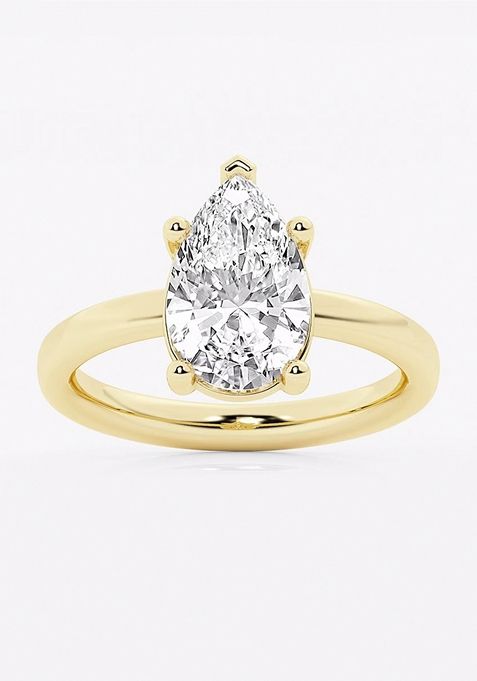 2 1/2 ctw Pear Lab Grown Diamond Low Setting Solitaire Engagement Ring