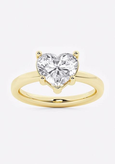 2 1/2 ctw Heart Lab Grown Diamond Low Setting Solitaire Engagement Ring