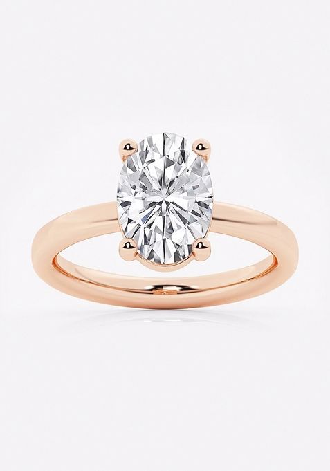 2 1/2 ctw Oval Lab Grown Diamond Low Setting Solitaire Engagement Ring