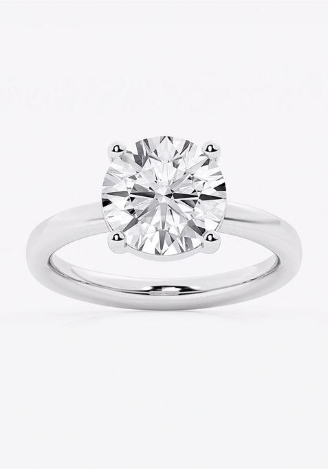 3 ctw Round Lab Grown Diamond Low Setting Solitaire Engagement Ring