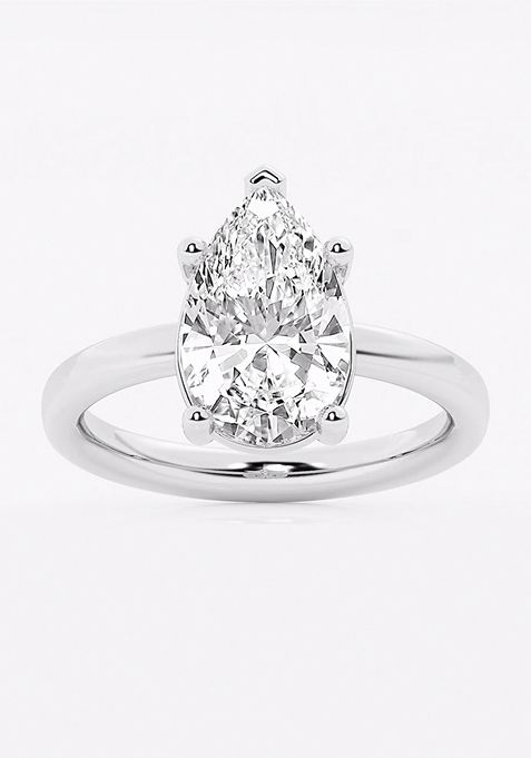 3ctw Pear Lab Grown Diamond Low Setting Solitaire Engagement Ring