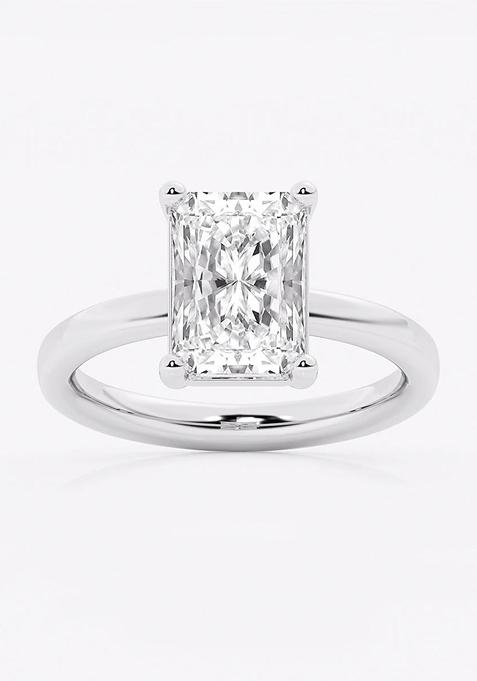 3ctw Radiant Lab Grown Diamond Low Setting Solitaire Engagement Ring