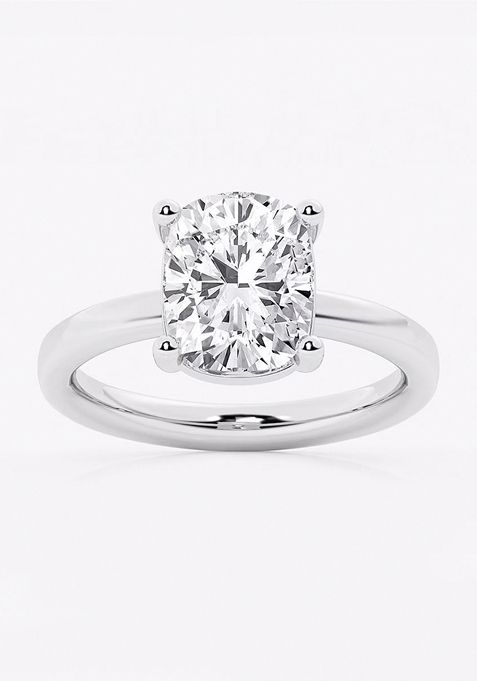 3 ctw Elongated Cushion Lab Grown Diamond Low Setting Solitaire Engagement Ring