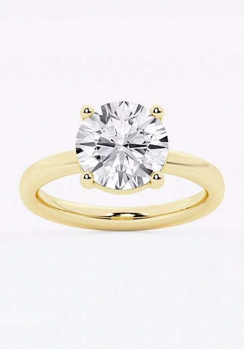 3 ctw Round Lab Grown Diamond Low Setting Solitaire Engagement Ring