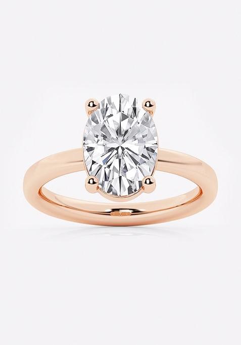 3 ctw Oval Lab Grown Diamond Low Setting Solitaire Engagement Ring