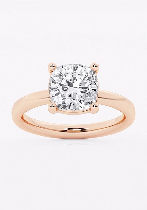 3 ctw Cushion Lab Grown Diamond Low Setting Solitaire Engagement Ring