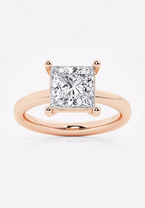 3 ctw Radiant Lab Grown Diamond Low Setting Solitaire Engagement Ring