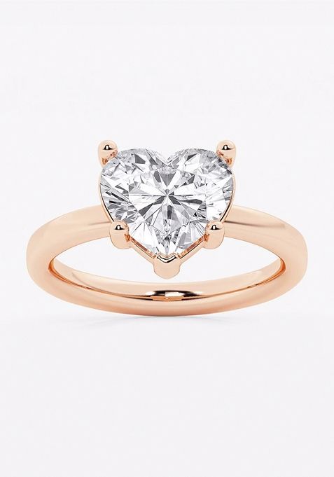 3 ctw Heart Lab Grown Diamond Low Setting Solitaire Engagement Ring