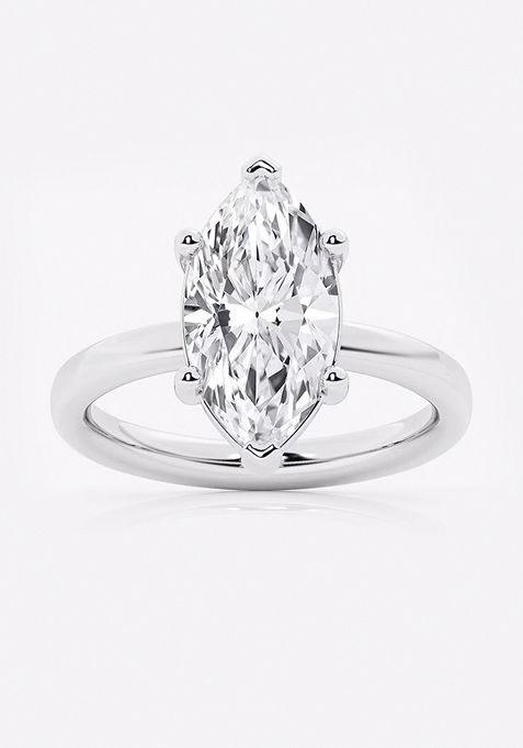 3 1/2 ctw Marquise Lab Grown Diamond Low Setting Solitaire Engagement Ring