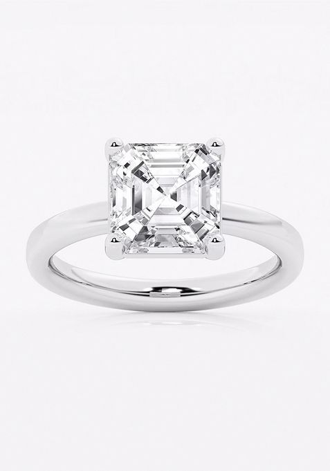 3 1/2 ctw Asscher Lab Grown Diamond Low Setting Solitaire Engagement Ring