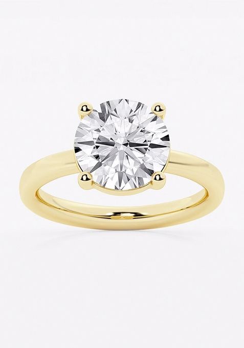 3 1/2 ctw Round Lab Grown Diamond Low Setting Solitaire Engagement Ring