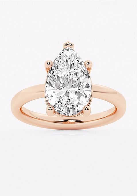 3  1/2 ctw Pear Lab Grown Diamond Low Setting Solitaire Engagement Ring