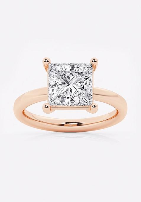 3  1/2 ctw Princess Lab Grown Diamond Low Setting Solitaire Engagement Ring