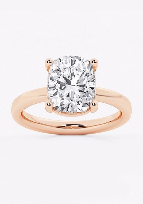 3 1/2 ctw Elongated Cushion Lab Grown Diamond Low Setting Solitaire Engagement Ring