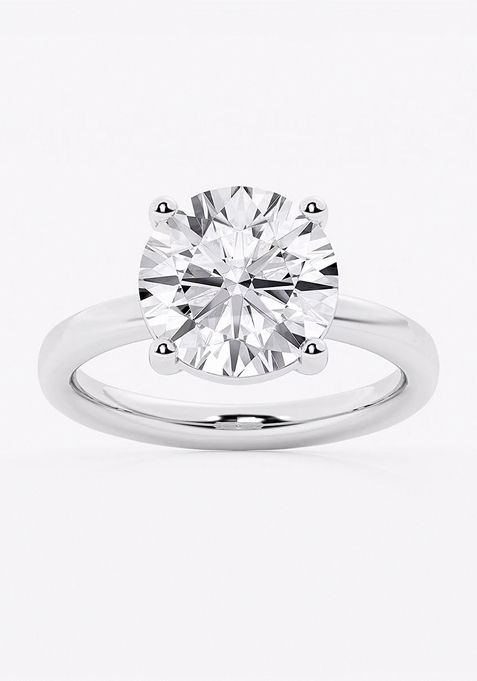 4 ctw Round Lab Grown Diamond Low Setting Solitaire Engagement Ring